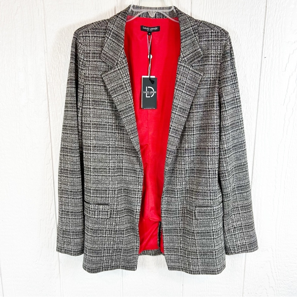 NEW David Lerner Black and Gray Blazer Jacket Medium